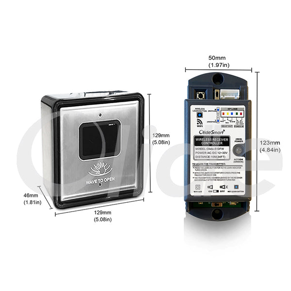 M512 touchless button and M510FW receiver size