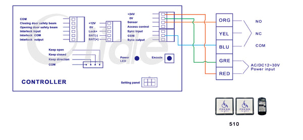 Olide wireless handicap push button M510 wiring diagram