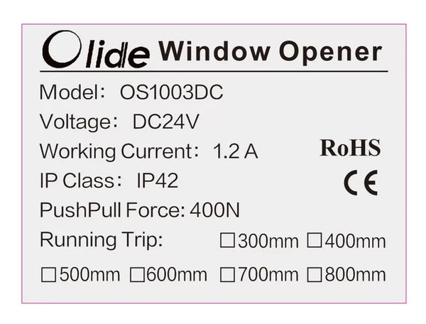 OS1003 tuyasmart window opener technical specifications