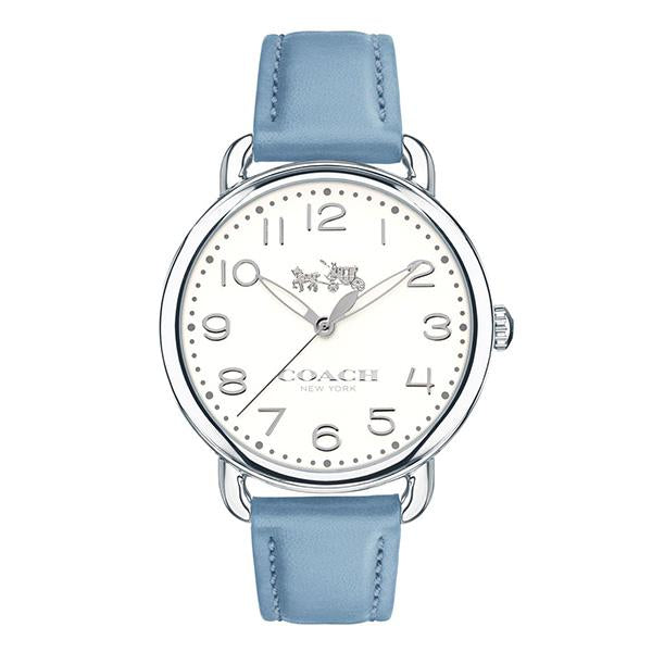 Coach Delancey Silver Dial Blue Leather 