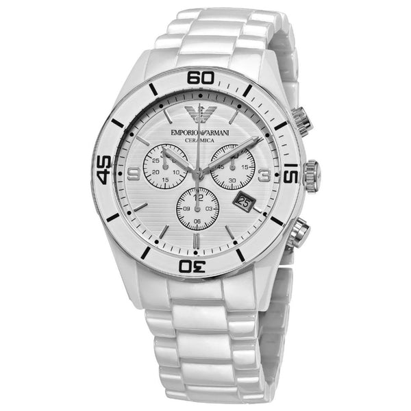 Emporio Armani White Ceramic Chronograph Ladies Watch AR1424 – Big Daddy  Watches