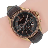 hugo boss mens driver chronograph brown leather strap watch 1513093