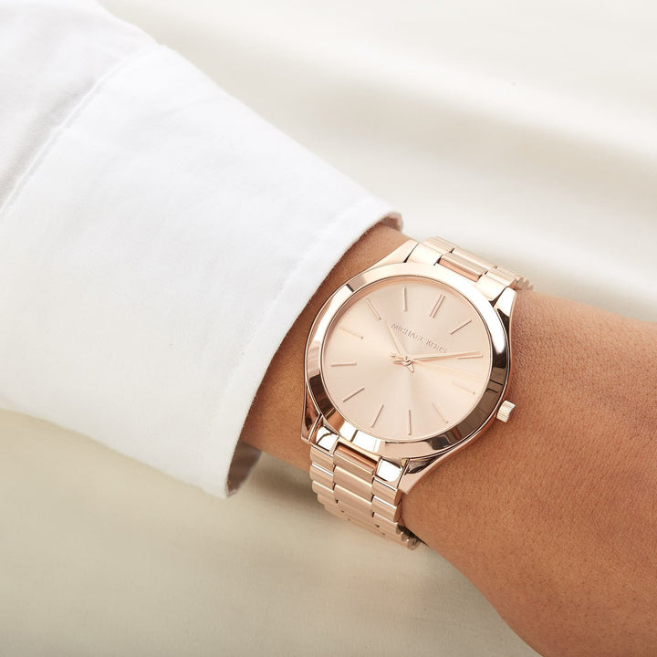 michael kors watch runway rose gold