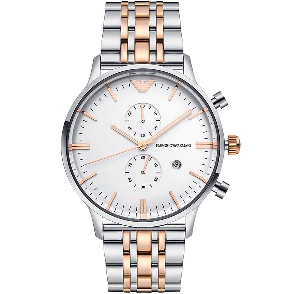 Emporio Armani Two Tone Silver Rose Gold Men's Watch #AR0399 – Big Daddy  Watches