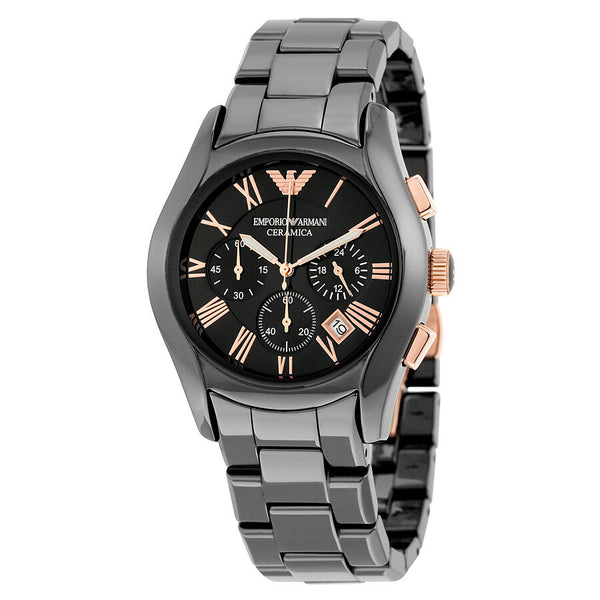 Emporio Armani Ceramica Chronograph Black Dial Men's Watch AR1410 – Big  Daddy Watches