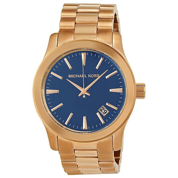 Michael Kors Runway Blue Dial Rose Gold-Tone Men's Watch MK7065 – Big Daddy  Watches