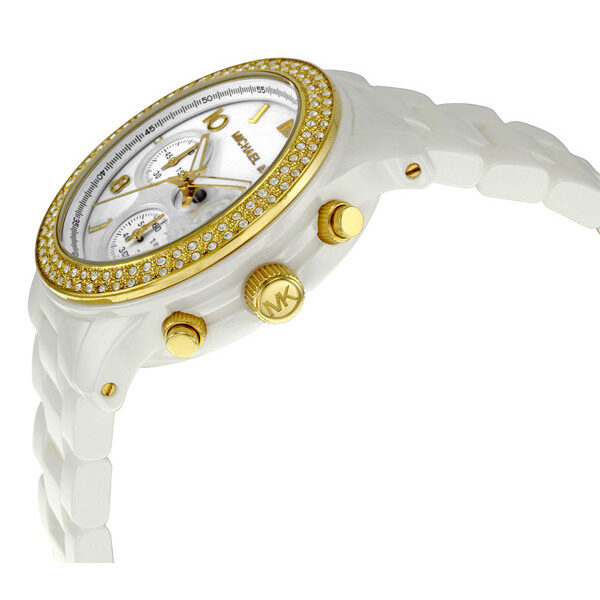 Michael Kors MK5654 Parker White Ceramic Chronograph Ladies Casual Wrist  Watch  eBay