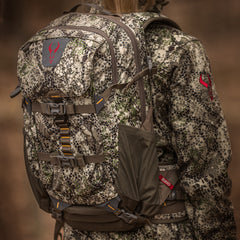 closeup of female hunter wearing Badlands pack