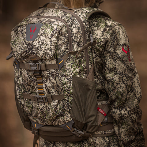 closeup of male hunter wearing Badlands pack