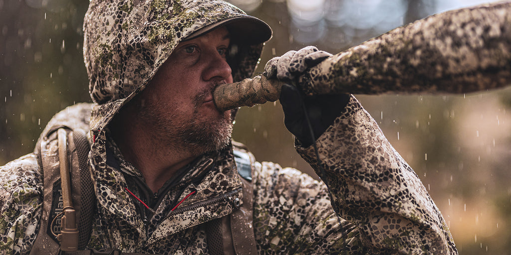 male hunter in the rain