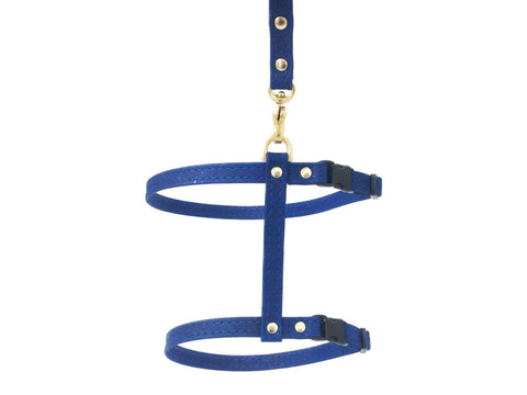 Blue cat harness in H style vegan cork leather