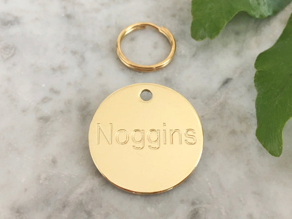 Luxury Engraved Cat ID Tag in Polished Brass 