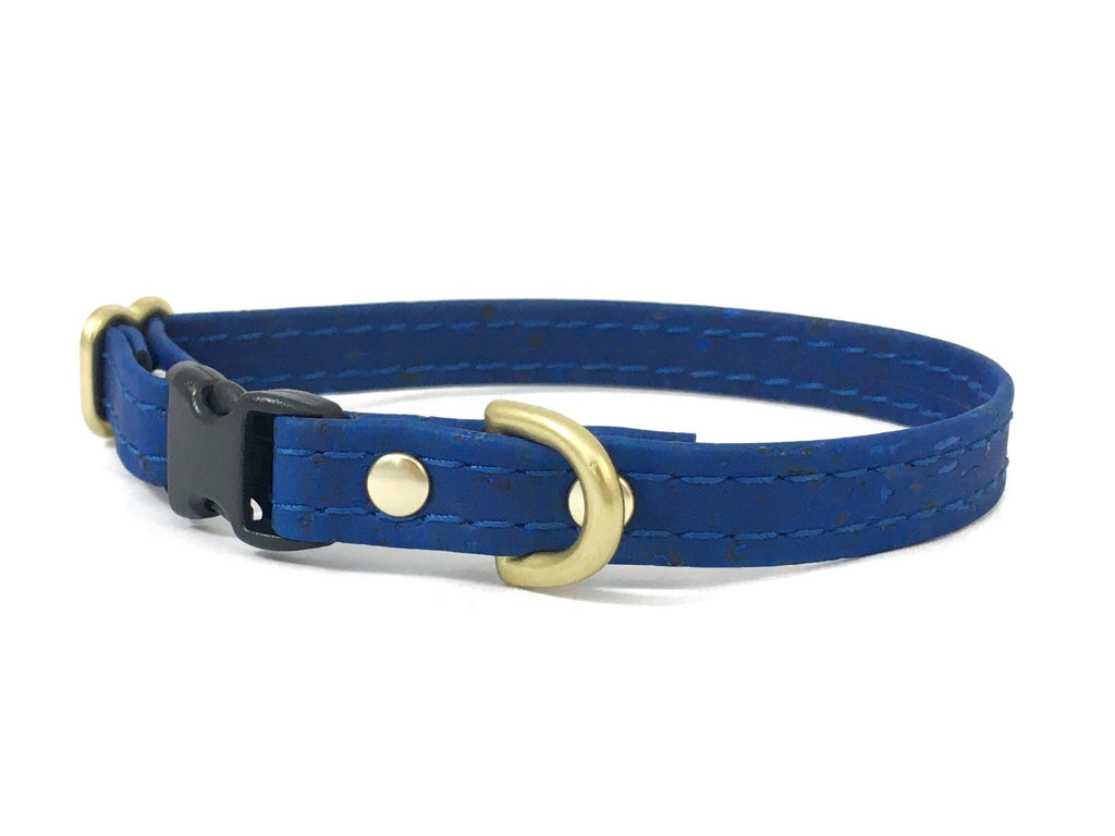 Blue Miniature Dog & Puppy Collar in Vegan Cork Leather For Small Dogs ...