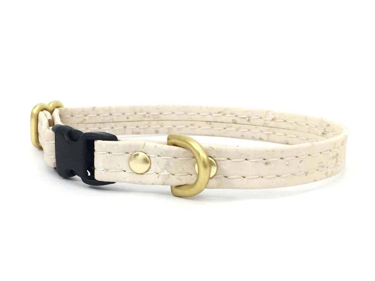 White Miniature Dog & Puppy Collar - Luxury Ethical Vegan Cork Leather ...