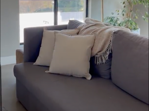 Sofa with square pillows