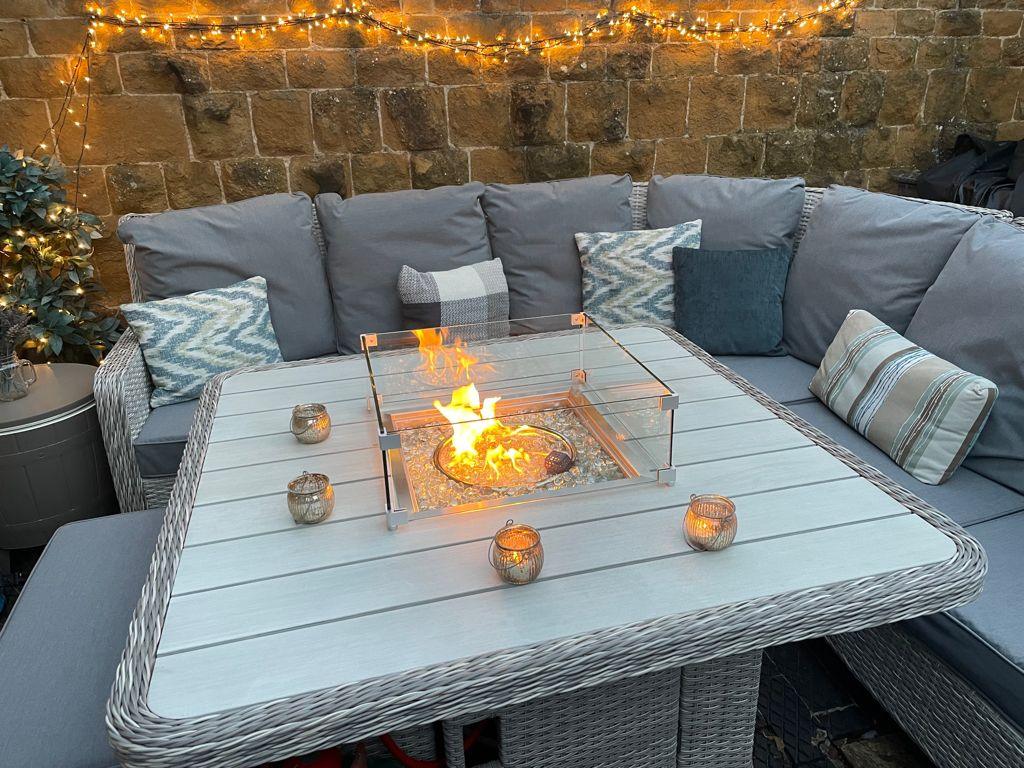 Oxford Royal Corner Dining Set With Firepit Table
