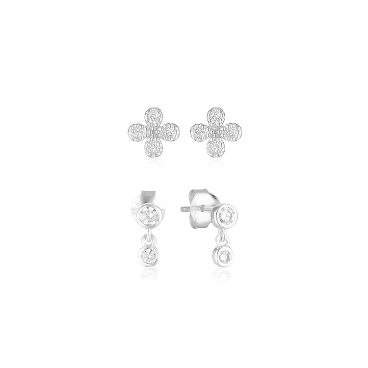 Flora Earring Set Silver