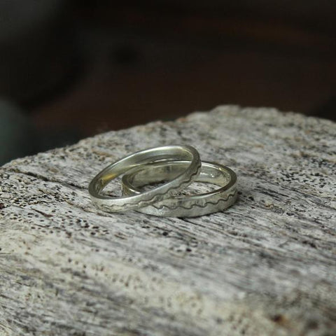 Handmade gold and silver wedding rings