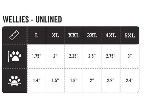 Dog Boots Size Chart Wellies