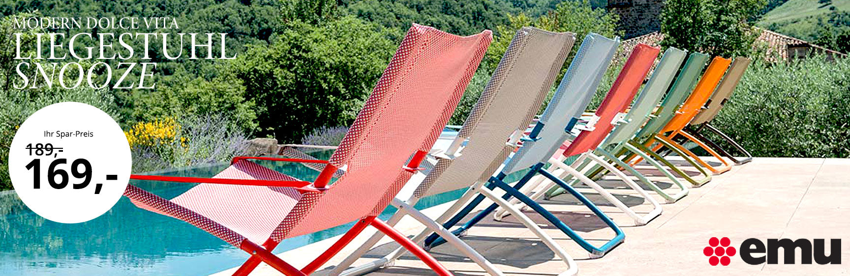 Robuster, wetterfester, extrem chilliger Outdoorsessel Snooze von Emu.