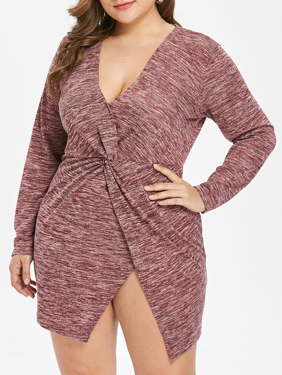 plus size plunging neckline dress