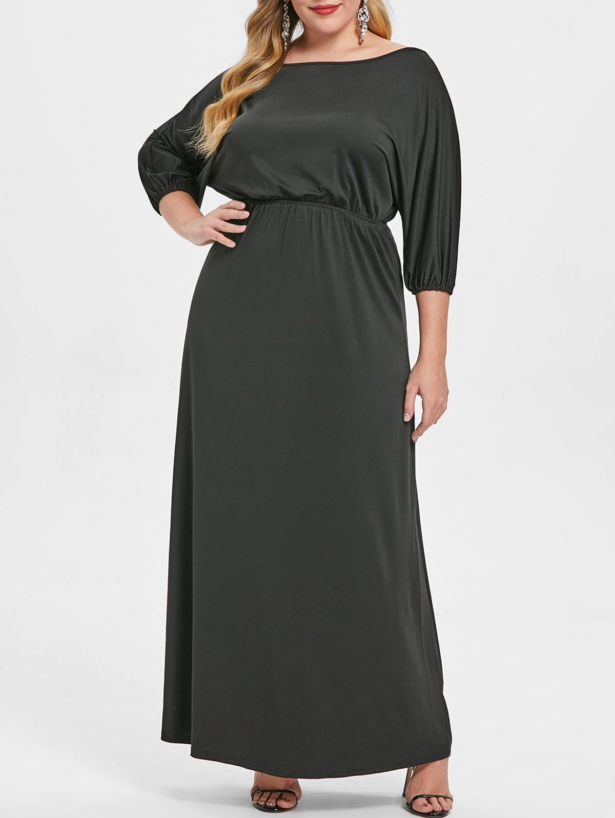 Plus Size Off The Shoulder Short Sleeve Maxi Dress | bestdress1.com