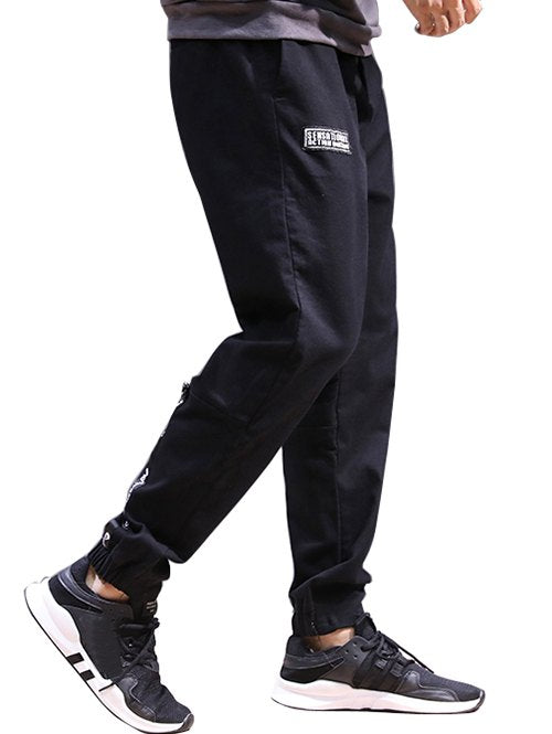 Drawstring Patched High Waisted Joggers Pants | bestdress1.com