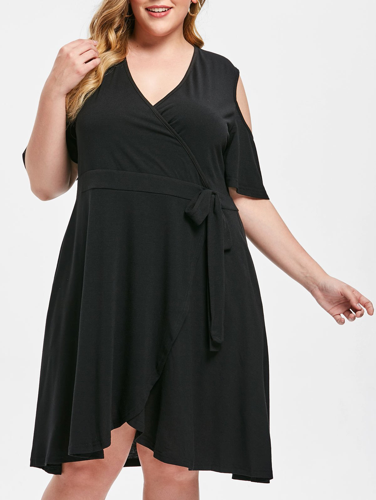 Cold Shoulder Plus Size Fit and Flare Dress | bestdress1.com
