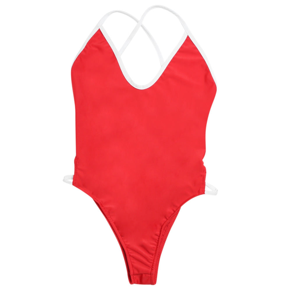 Plunge Neck Criss-cross Strap Backless Women Swimsuit | bestdress1.com