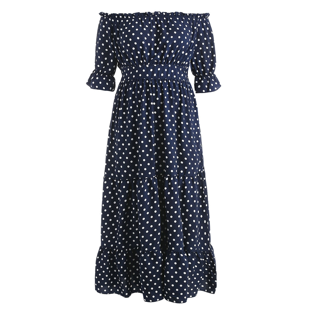 Plus Size Polka Dot Flounce Longline Dress | bestdress1.com