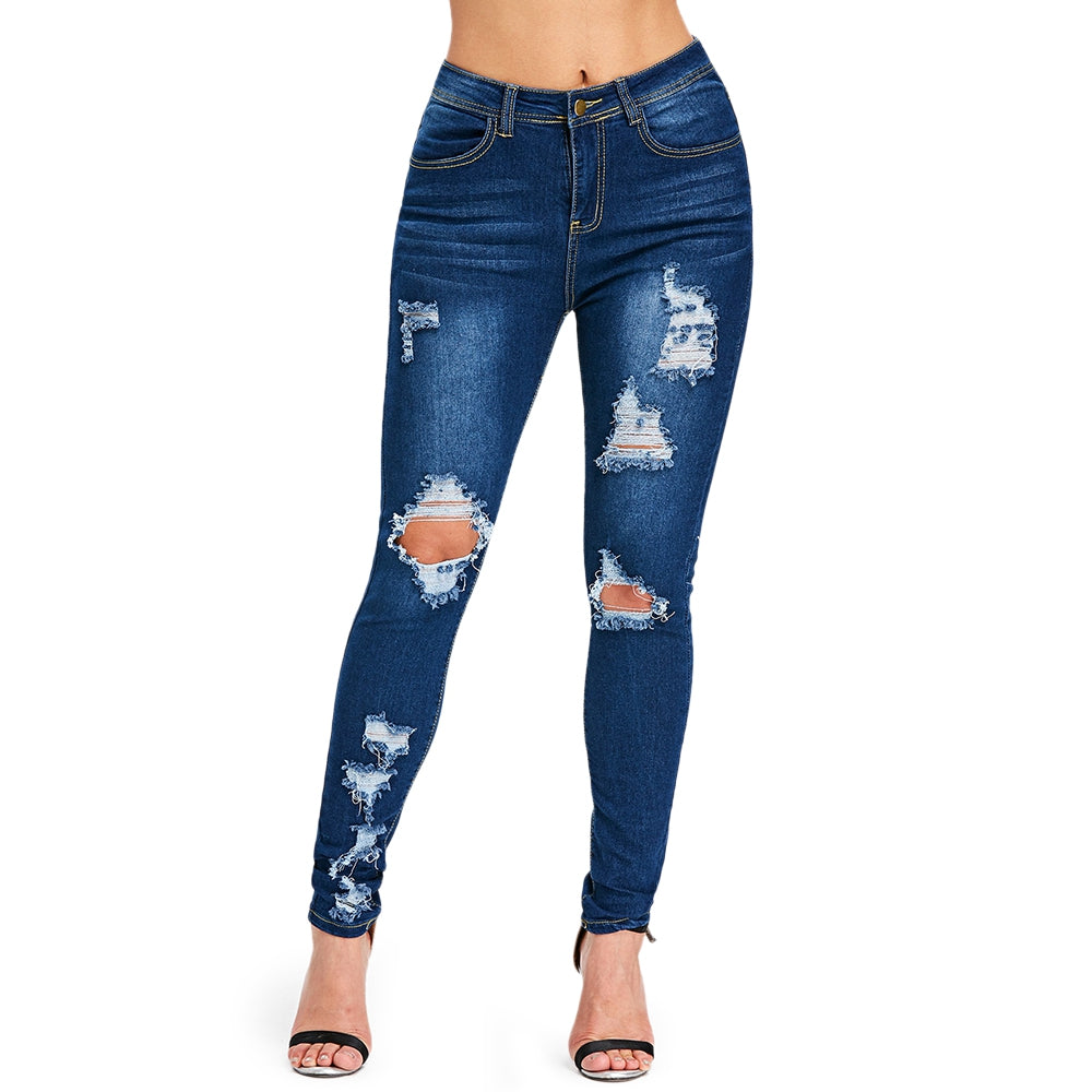 Skinny High Waist Distressed Jeans | bestdress1.com