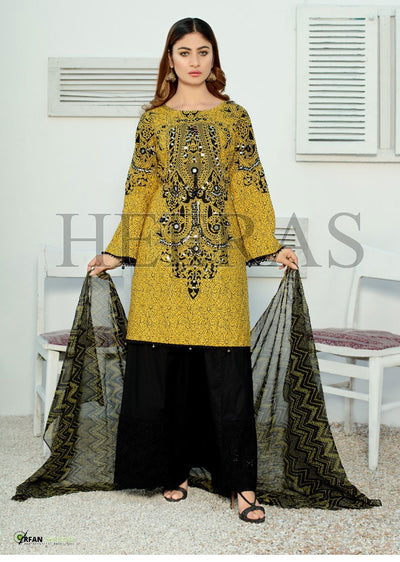 HRS133 Yellow Readymade Airjet Cotton suit - Memsaab Online