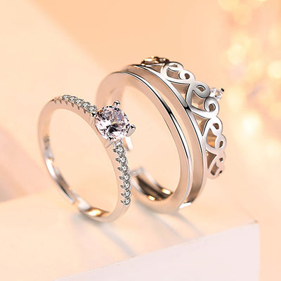 Sterling Silver Surrounded Love Crown Two In One Rings She Jewelers