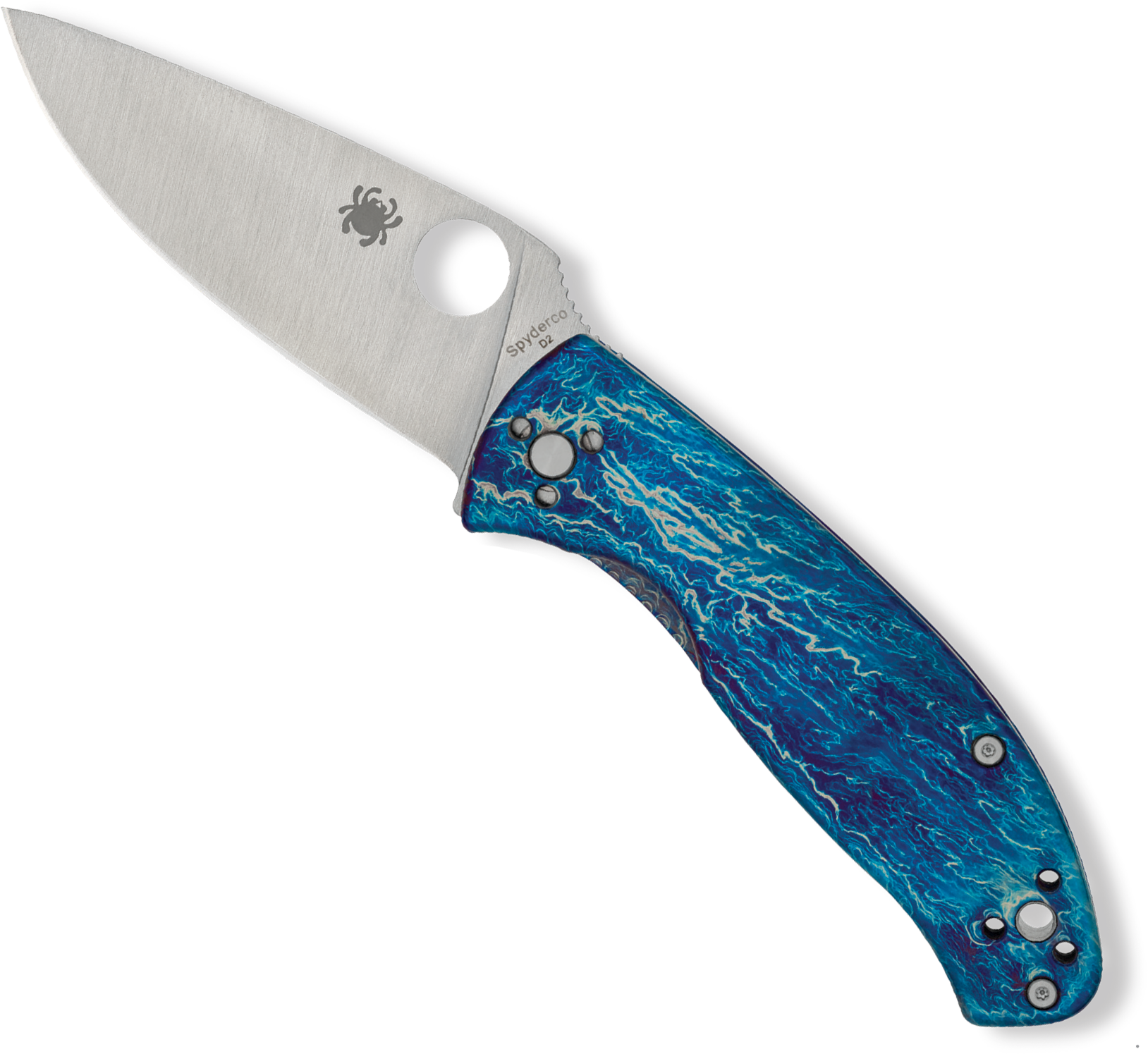 Spyderco Tenacious Blue Dissaray Titanium D2 Pocket Knife C122TIBLD2P