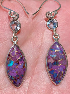 Purple Copper and Blue Turquoise and Blue Topaz Earrings - Morganna’s Treasures 
