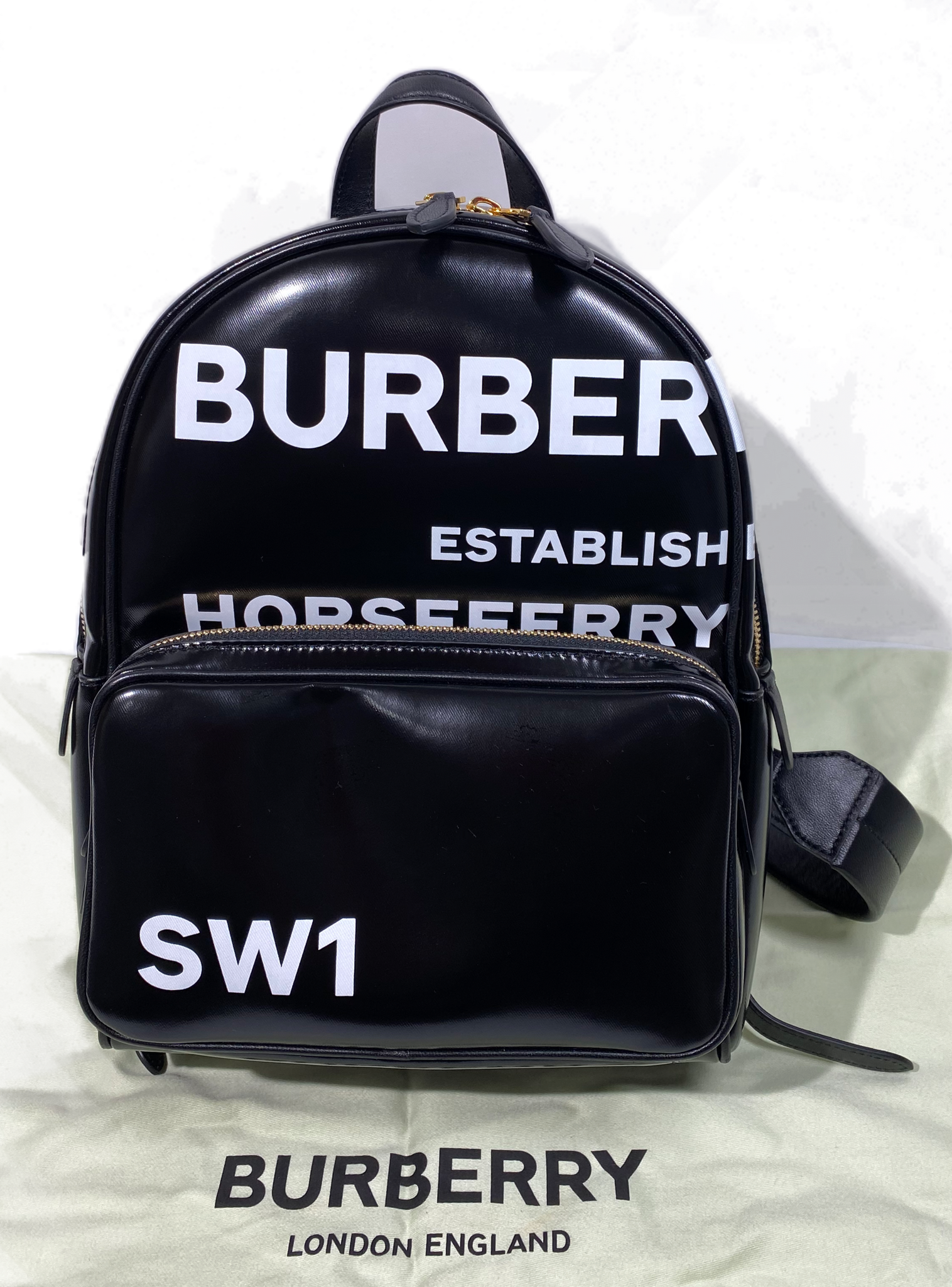 AUTHENTIC Burberry Coated Canvas Horseferry Print Black Backpack PREOW –  Jj's Closet, LLC