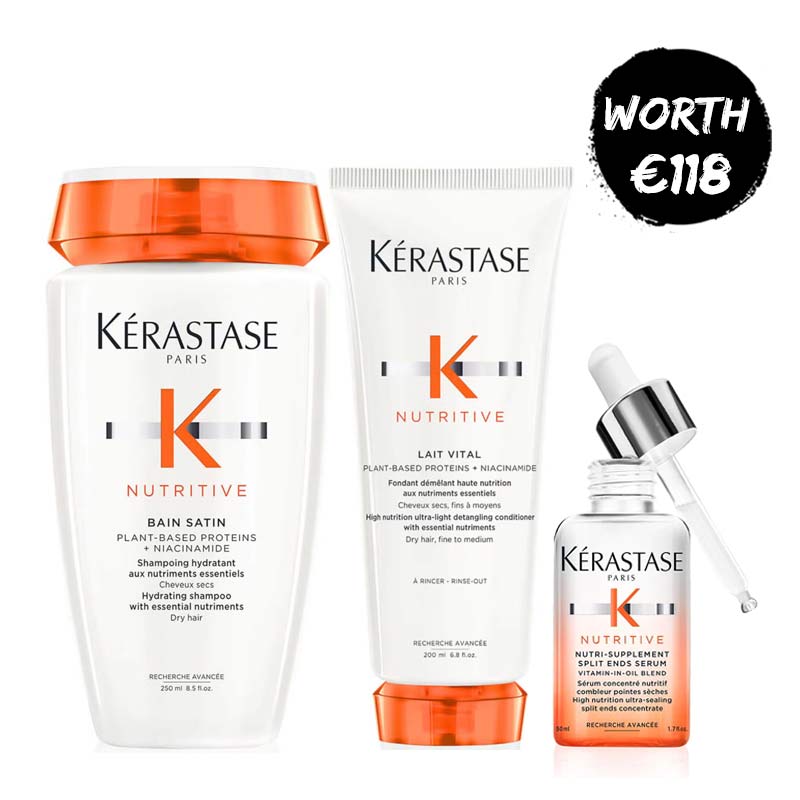 Kérastase Nutritive Shampoo, Conditioner & Serum Dry Hair Bundle