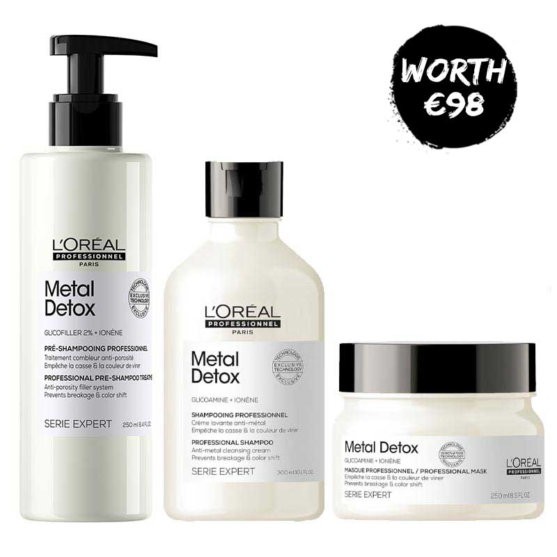 L’Oréal Professionnel Metal Detox Pre-Shampoo, Shampoo & Mask Bundle