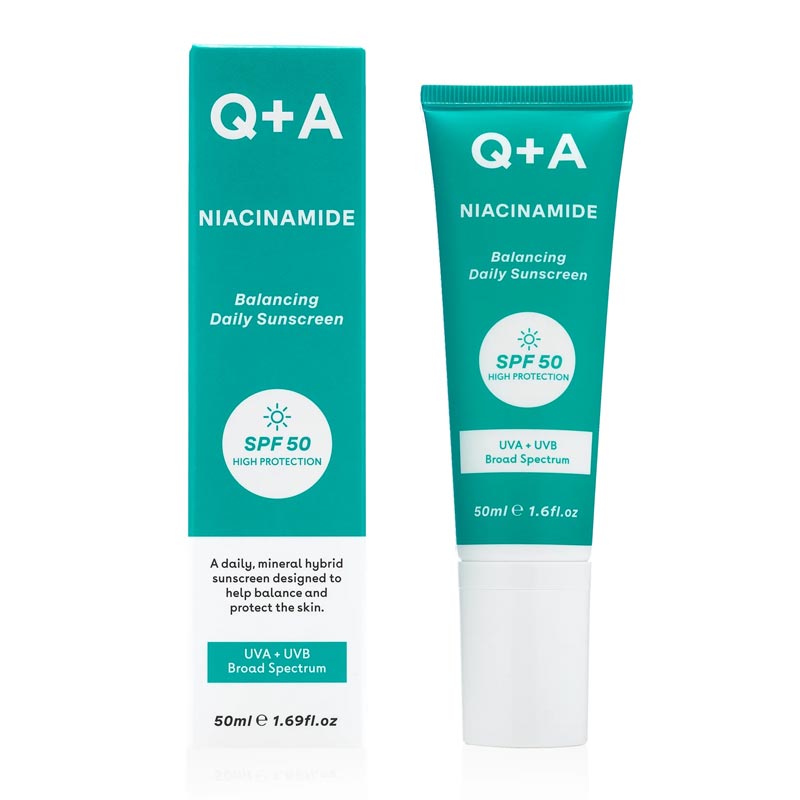 Q+A Niacinamide Balancing Face Sunscreen SPF 50