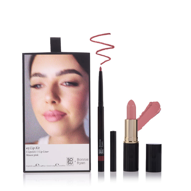 SOSU Cosmetics x Bonnie Ryan Lip Kit #3 Mauve Pink Discontinued