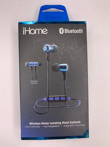 iHome Bluetooth Wireless Noise Isolating Metal Earbuds Mic+Remote Rechargeable - 1Solardeals