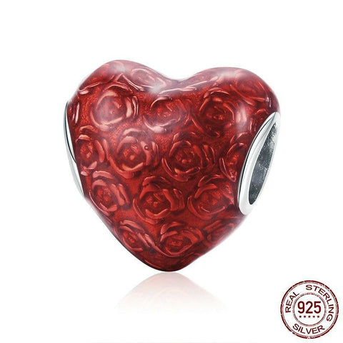 Charm Argent Coeur Rouge Damour