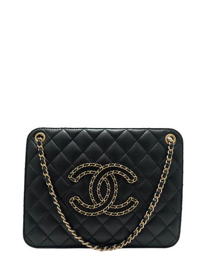 Chanel Filigree Vanity Case Quilted Caviar Gold-tone Small Black - US