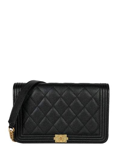 Chanel Black Quilted Caviar Woc Wallet on Chain Gold Hardware, 2023 (Like New), Womens Handbag