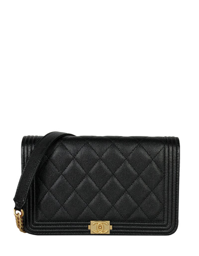 CHANEL Caviar Wallet On Chain WOC Black Shoulder Bag Crossbody