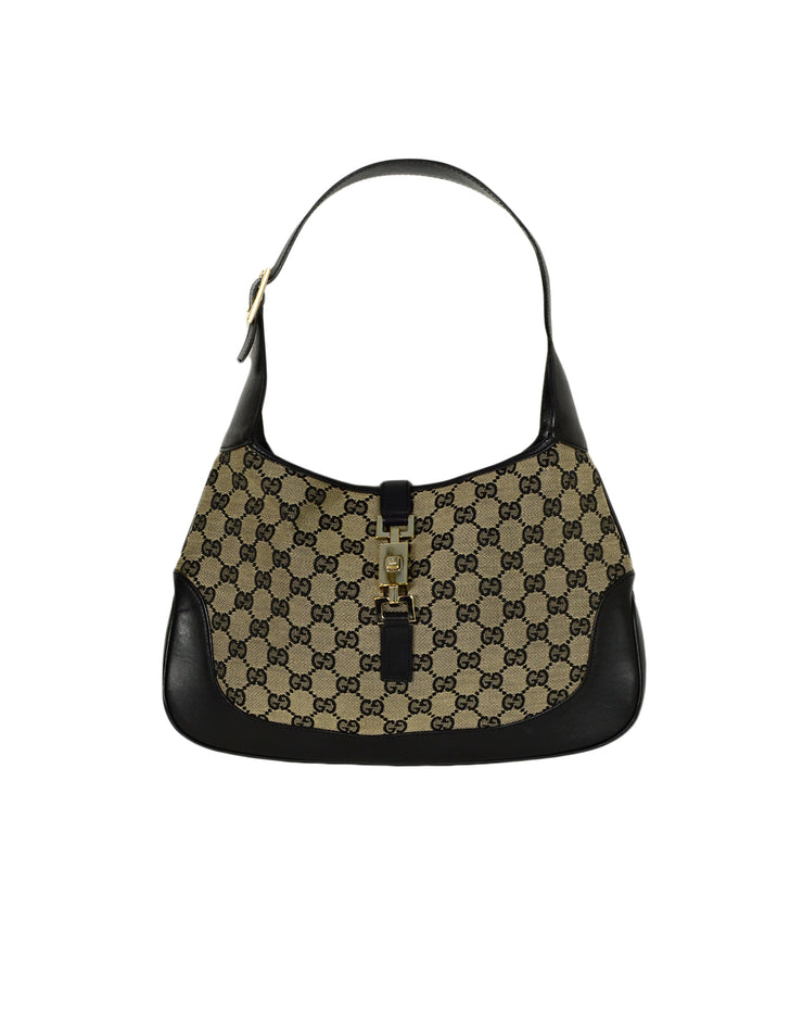 Gucci Black Monogram Canvas/Leather Jackie-O Shoulder Bag – ASC Resale