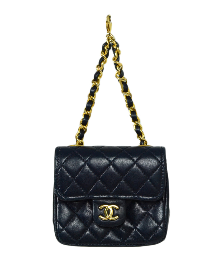 Chanel Navy Lambskin Quilted Micro Mini Flap Belt/Bag Charm – ASC Resale