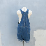Dresden Star Quilted Overall Shorts with Sashiko Bib