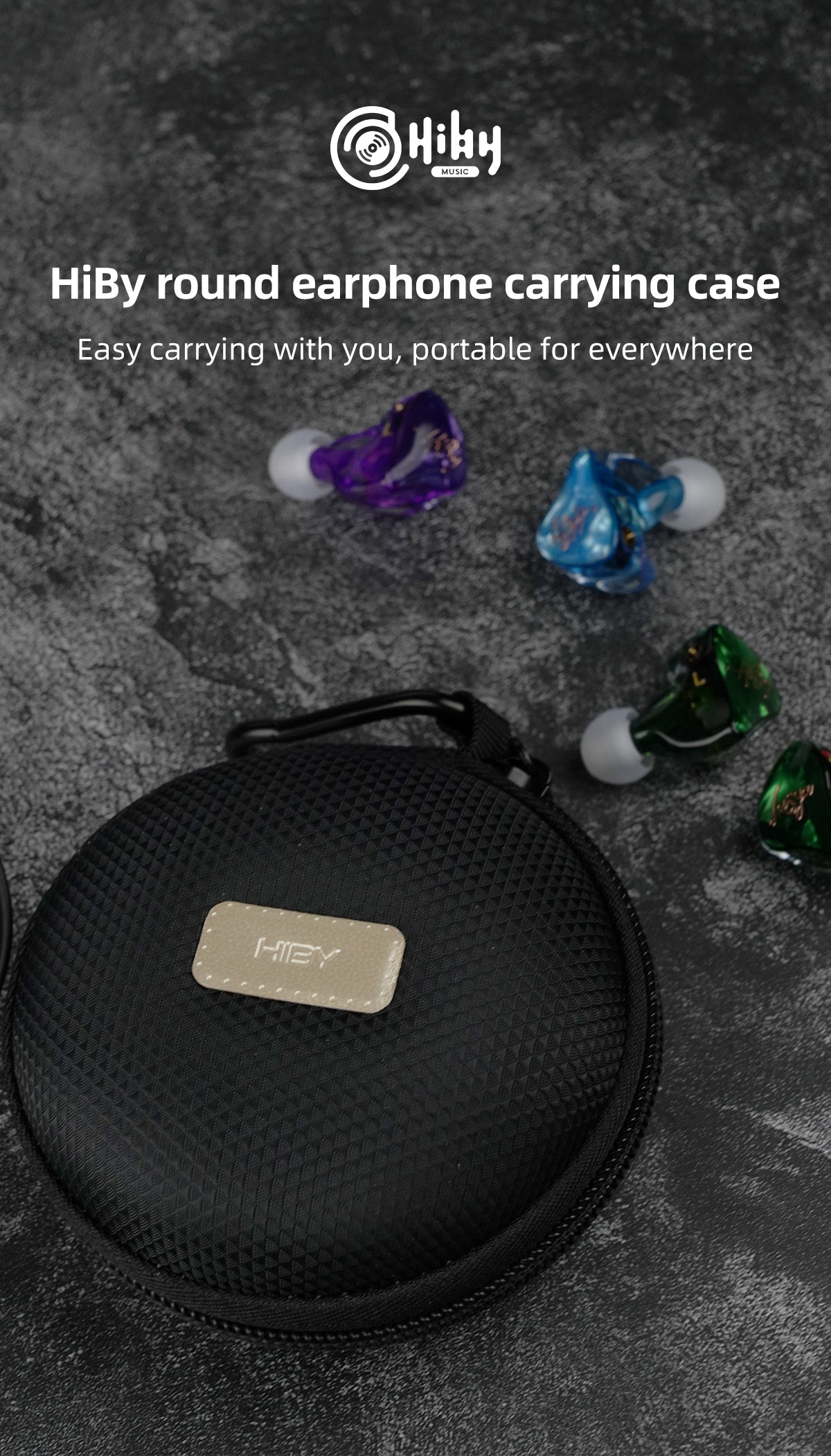 HiBy round earphone carrying case