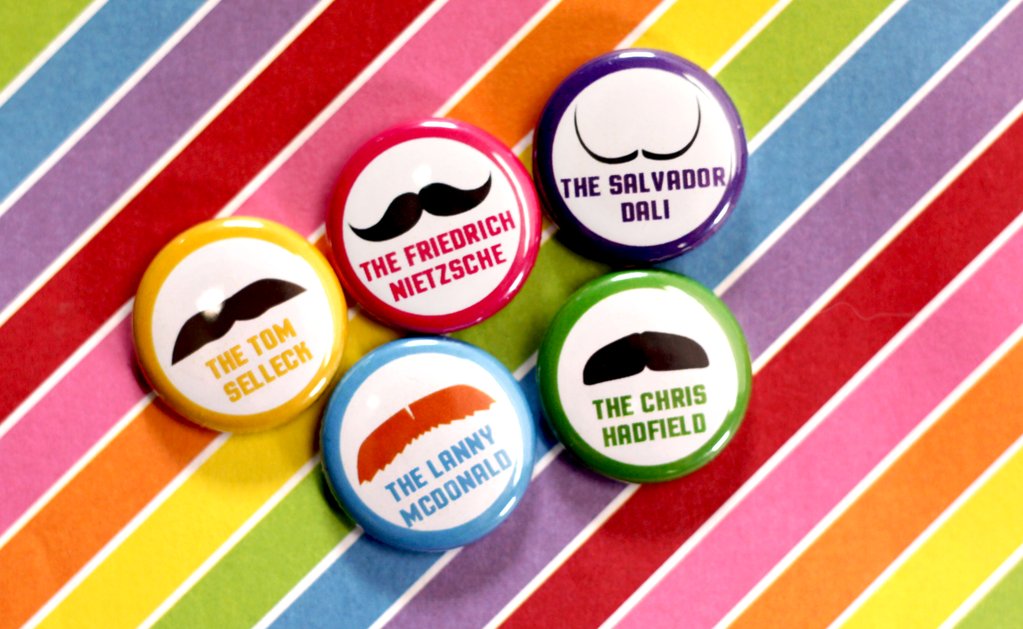 Movember Fundraising Idea Buttons With Famous Mustache Designs